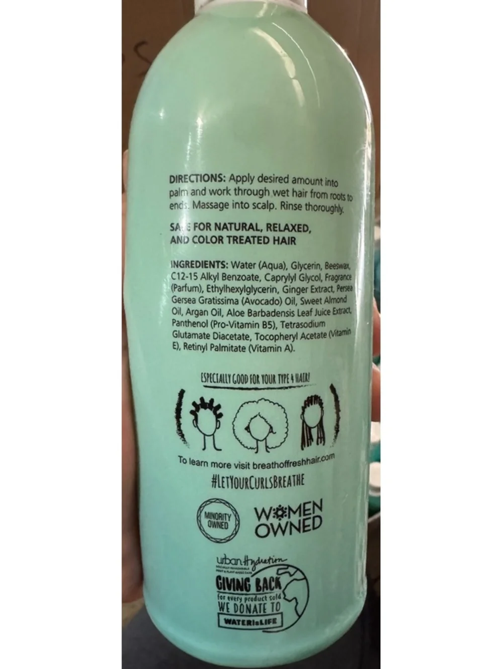 Breath of Fresh Hair Conditioner & Detangler 12oz - Argan Oil, Almond Oil, Avocá